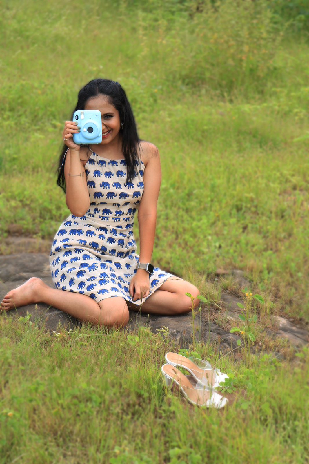 Elephant print cute short one piece, cute short dress, cotton short dress, cotton short dress, casual short one piece