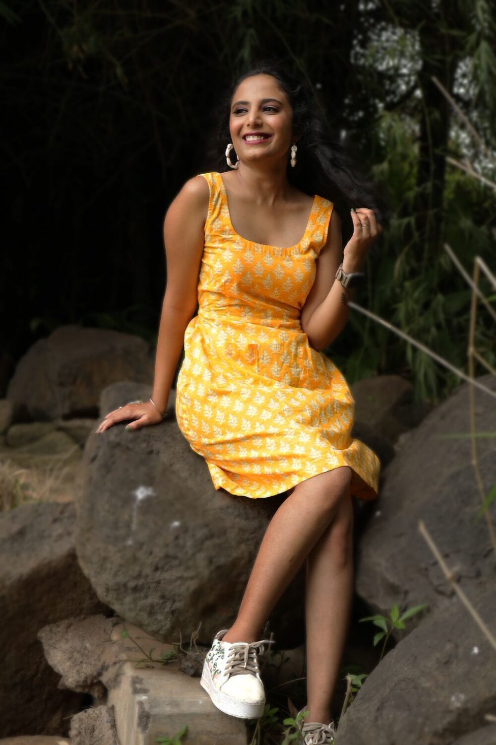 Yellow short dress, yellow short one piece, cotton yellow short dress, cotton short dress