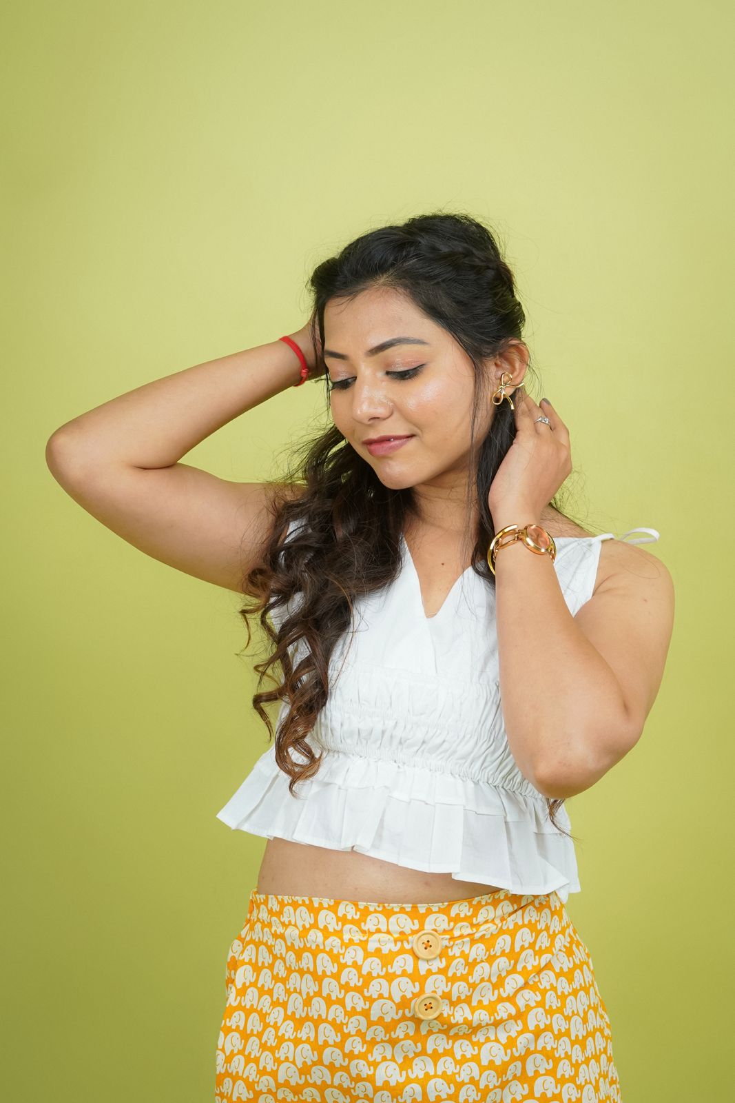 Yellow skirt, yellow slit skirt, cotton short skirt, skirts, cotton skirts